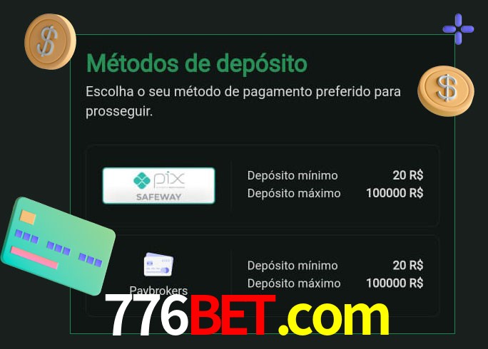 O cassino 776bet.com oferece uma grande variedade de métodos de pagamento